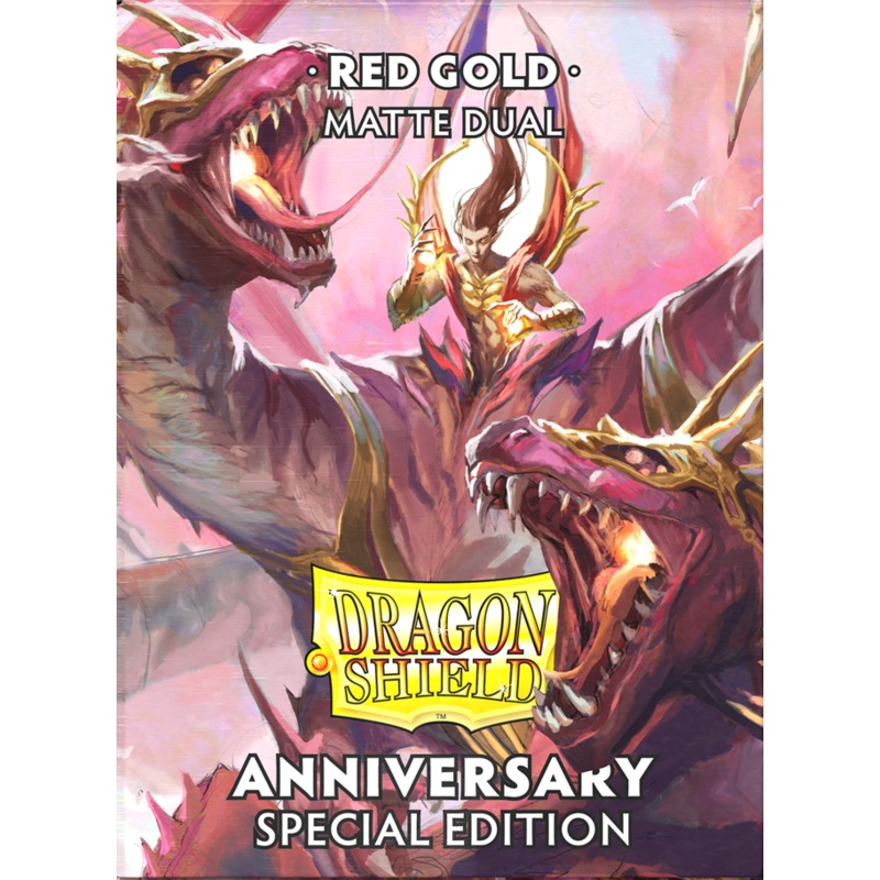 Arcane Tinmen - Dragon Shield Dual Sleeves - Standard Size - Matte - Anniversary Special Edition - Red and Gold - Package of 100