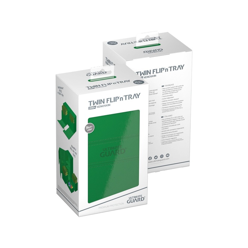 Ultimate Guard - Twin Flip N Tray Deck Case - Monocolor Green Xenoskin - 200