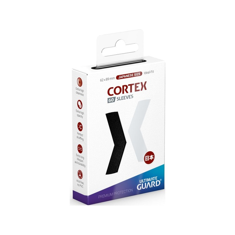 Ultimate Guard - Cortex Sleeves - Japanese Size - Glossy - Black - 60 Count