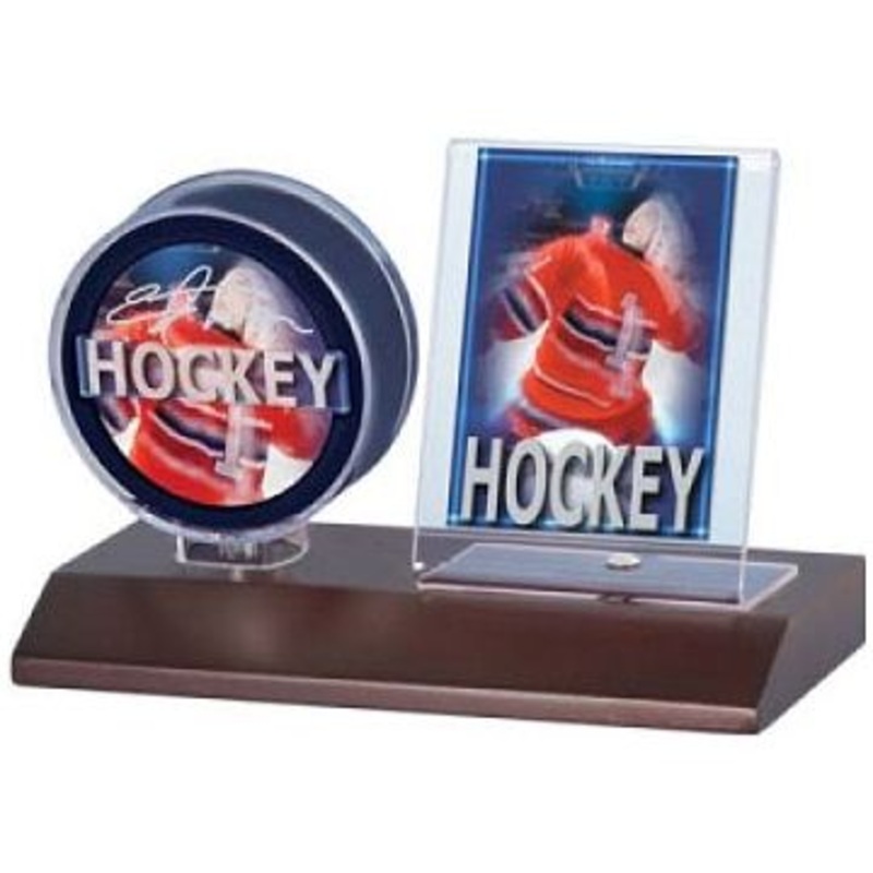 Ultra Pro - Puck and Card Holder - Dark Wood Base