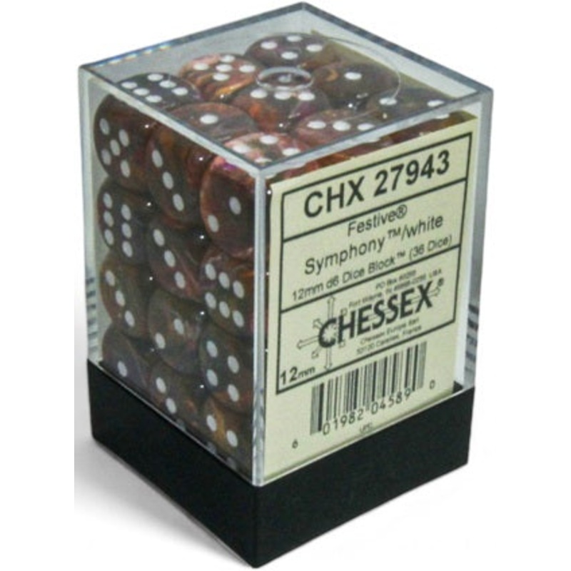 Chessex Dice - Festive Symphony with White - Set of 36 D6 - CHX 27943