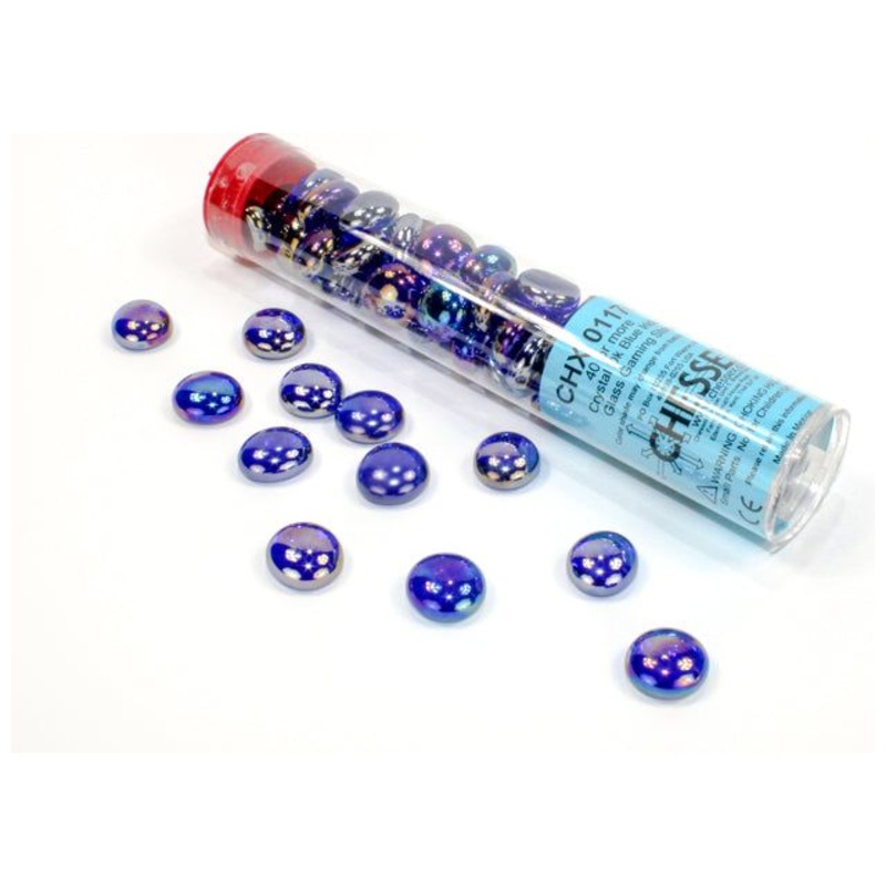 Chessex Dice - Glass Stones - Crystal Blue Iridized - Set of 40 - CHX 01176