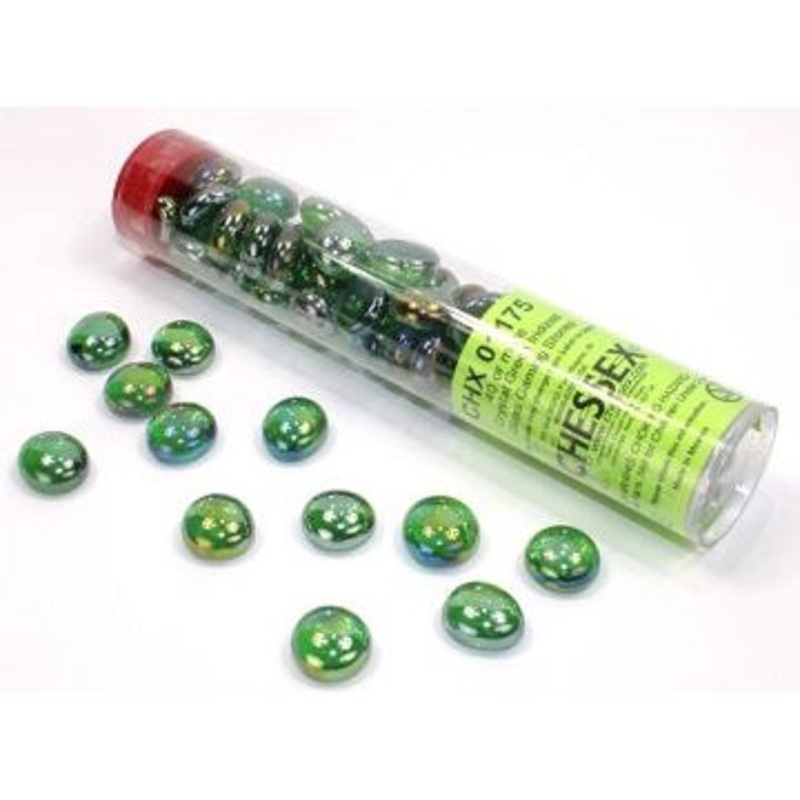 Chessex Dice - Glass Stones - Crystal Green Iridized - Set of 40 - CHX 01175