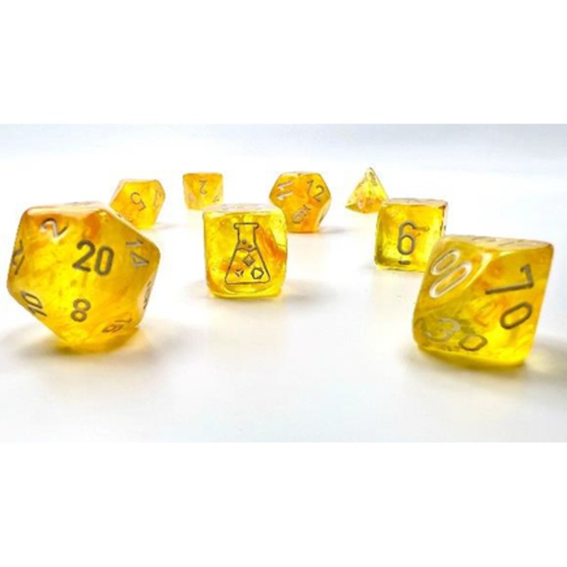 Chessex Dice - Lab Dice - Heavy 7-Die Set - Canary White Luminary
