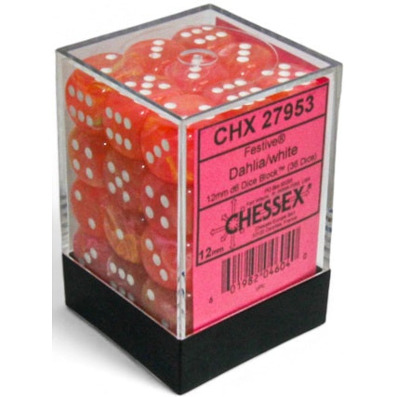 Chessex Dice - Luminary Festive Dahlia with White - Set of 36 D6 - CHX 27953