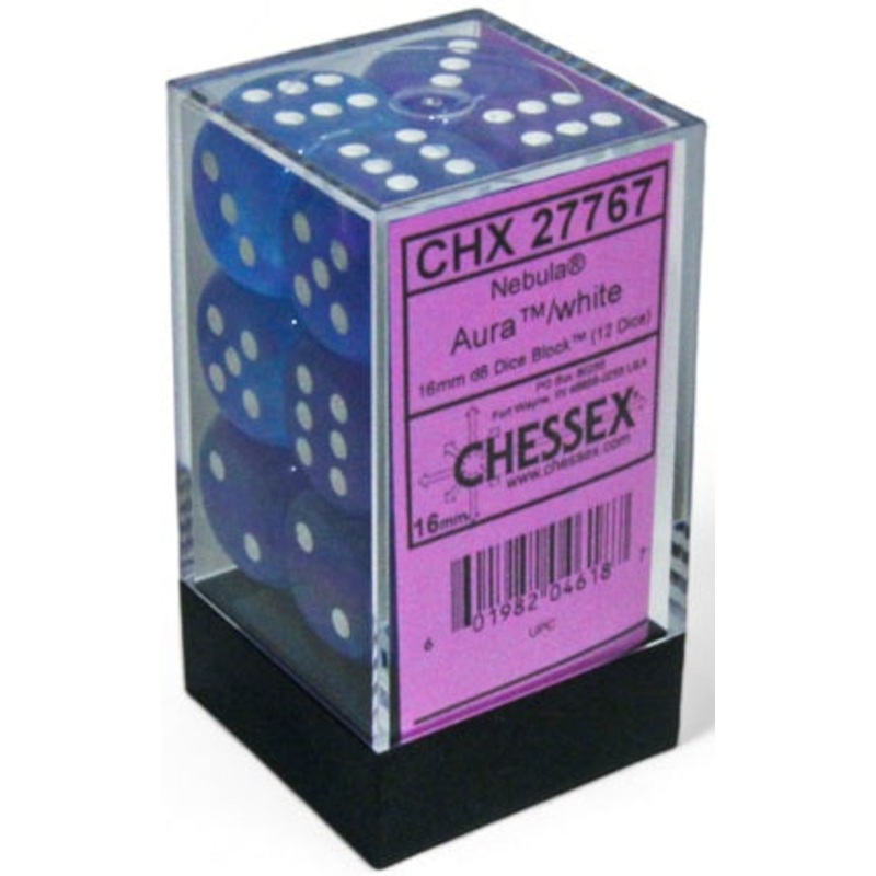 Chessex Dice - Nebula Aura with White - Set of 12 D6 - CHX 27767