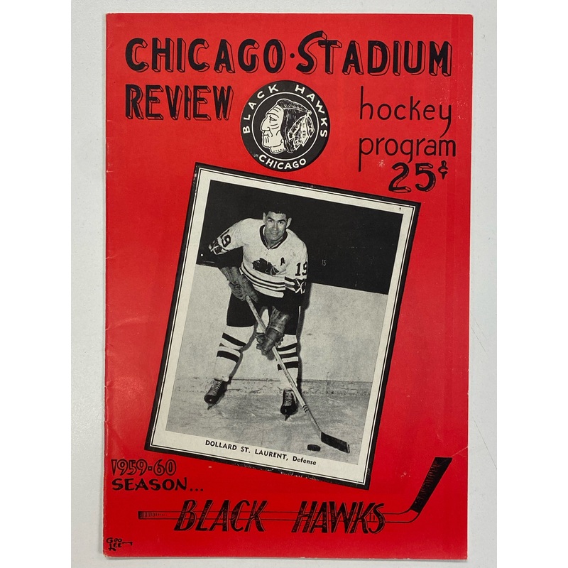 Chicago Stadium Review - Chicago Black Hawks Hockey Program - 1959-60 - Vintage Magazine (Cond. FN-) - MG0106
