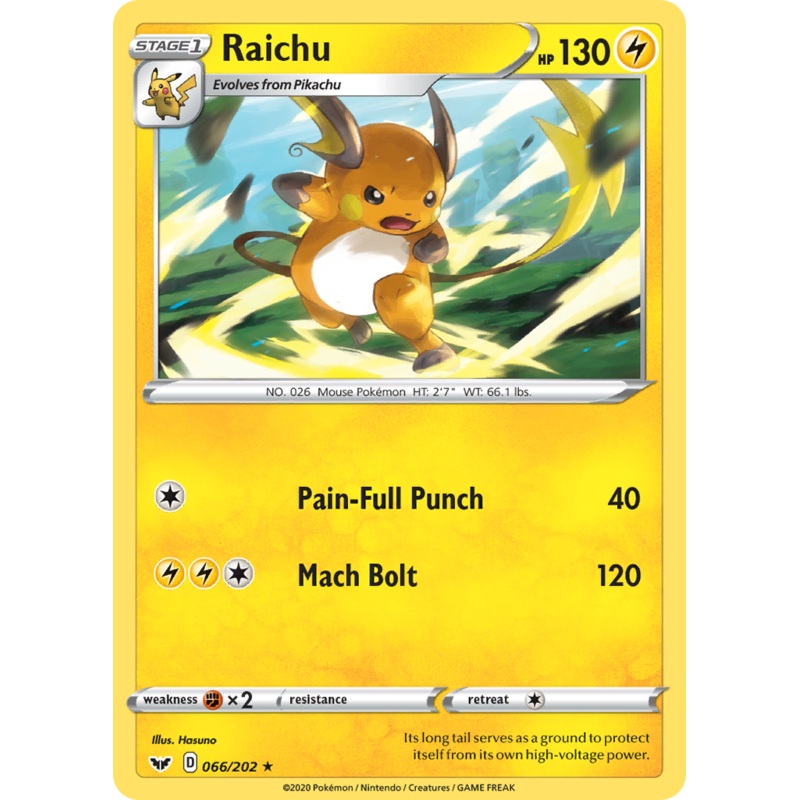 Raichu (066/202) [Sword & Shield: Base Set]