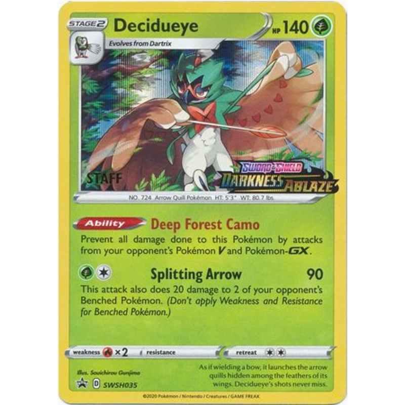 Decidueye (SWSH035) (Staff Prerelease Promo) [Sword & Shield: Black Star Promos]