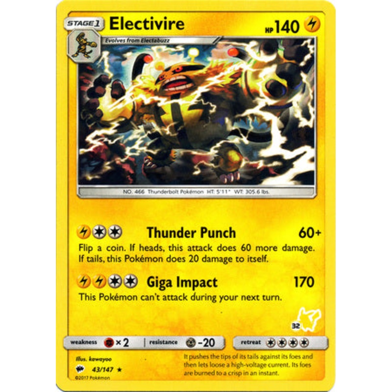 Electivire (43/147) (Pikachu Stamp #32) [Battle Academy 2020]