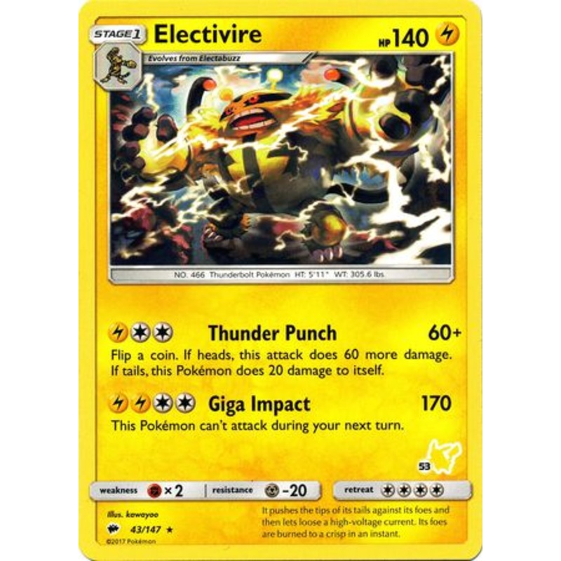 Electivire (43/147) (Pikachu Stamp #53) [Battle Academy 2020]