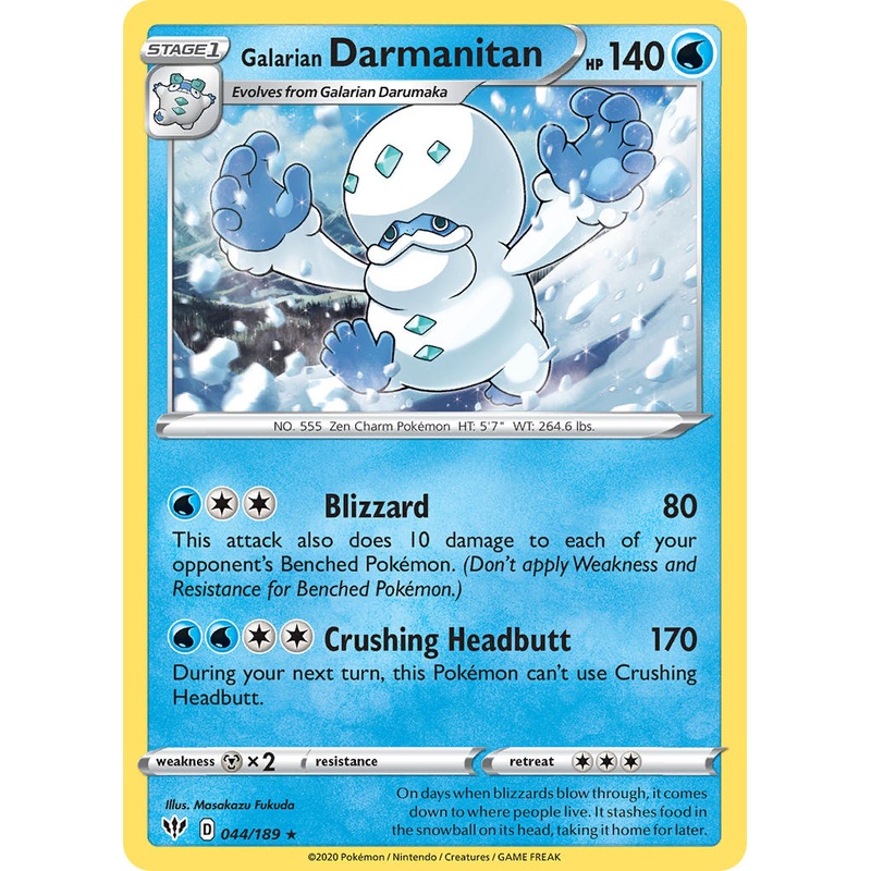 Galarian Darmanitan (044/189) (Cracked Ice Holo) (Theme Deck Exclusive) [Sword & Shield: Darkness Ablaze]