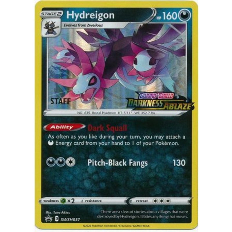 Hydreigon (SWSH037) (Staff Prerelease Promo) [Sword & Shield: Black Star Promos]