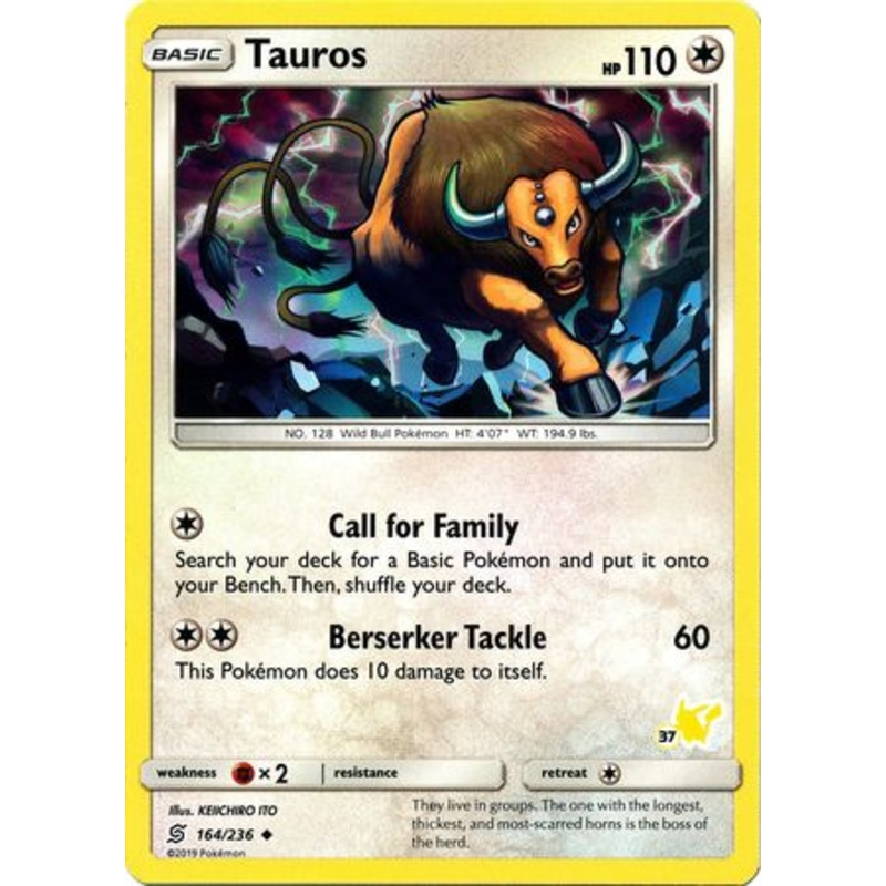 Tauros (164/236) (Pikachu Stamp #37) [Battle Academy 2020]