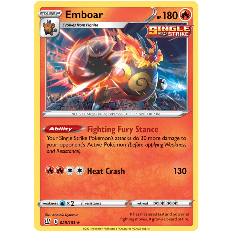 Emboar (025/163) [Sword & Shield: Battle Styles]
