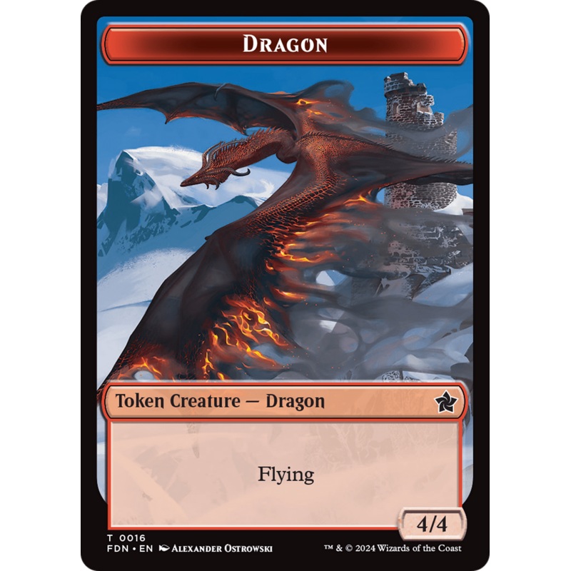 Dragon (0016) // Dragon (0017) Doubled-Sided Token [Foundations Tokens]
