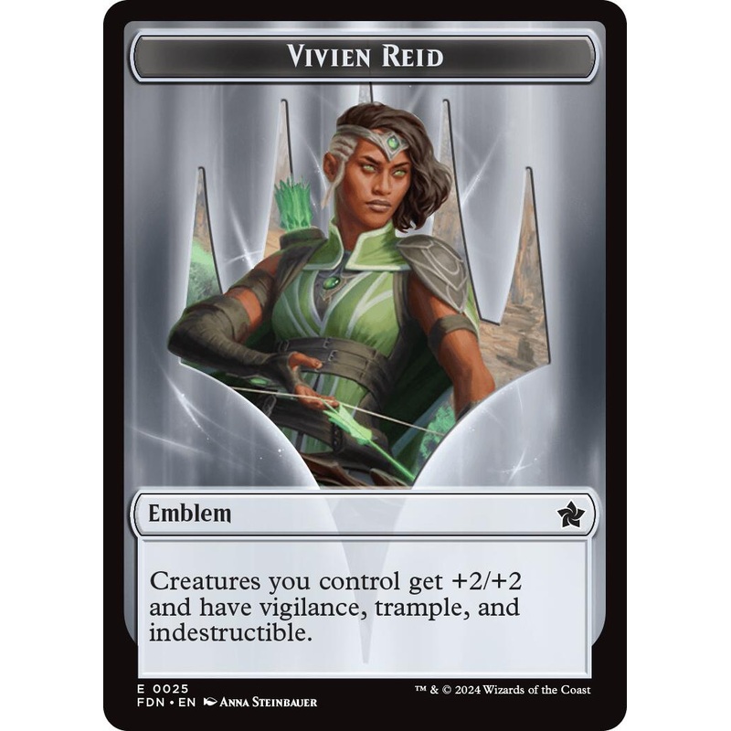 Emblem - Vivien Reid // Elf Warrior Double-Sided Token [Foundations Tokens]