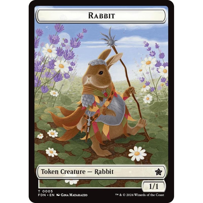 Rabbit // Soldier Double-Sided Token [Foundations Tokens]