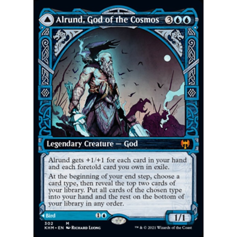 Alrund, God of the Cosmos // Hakka, Whispering Raven (Showcase) [Kaldheim]