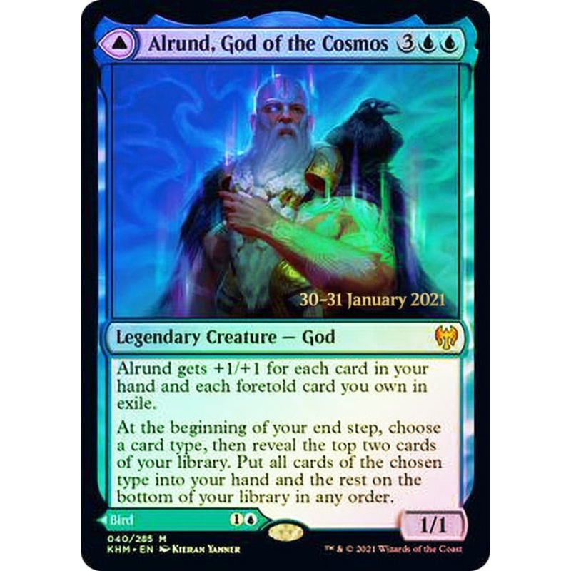 Alrund, God of the Cosmos // Hakka, Whispering Raven [Kaldheim Prerelease Promos]