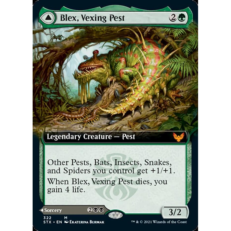 Blex, Vexing Pest // Search for Blex (Extended Art) [Strixhaven: School of Mages]