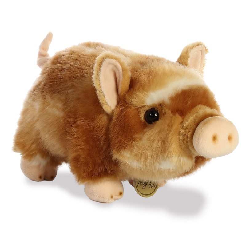 Aurora Adorable Miyoni Tots Pot-Bellied Piglet Two Color Stuffed Animal - Lifelike Detail - Cherished Companionship - Brown 11 I