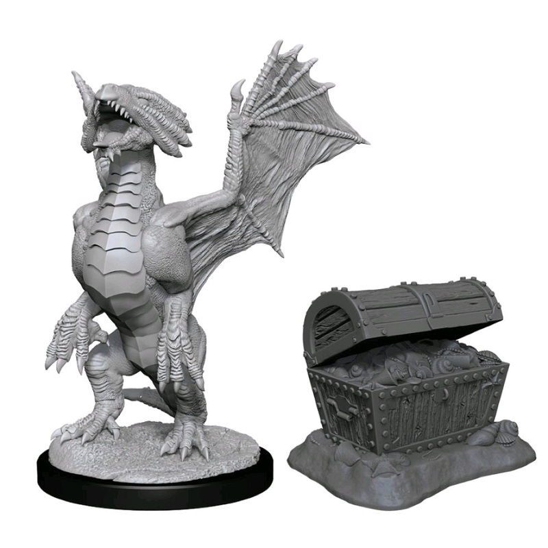 Nolzur's Marvelous Miniatures: Bronze Dragon Wyrmling & Pile of Seafound Treasure