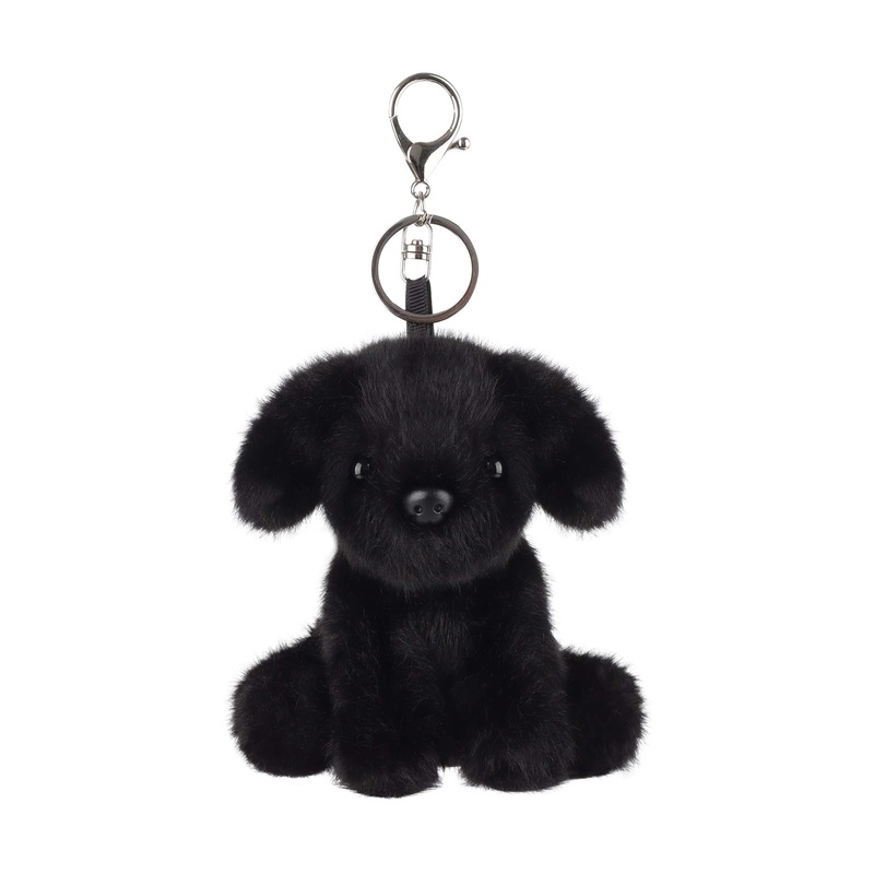 Apricot Lamb Plush Labrador Dog Puppy Stuffed Animal Keychain For Kids Bag, Purse, Backpack, Handbag (4.7 Inches) (Black)