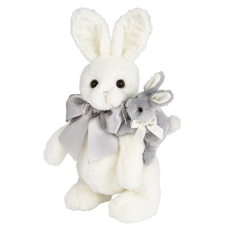 Bearington Skip And Hop White Gray Plush Stuffed Animal Bunny Rabbit, Adorable, Cuddly, Great Gift For Bunny Lovers Of All Ages,