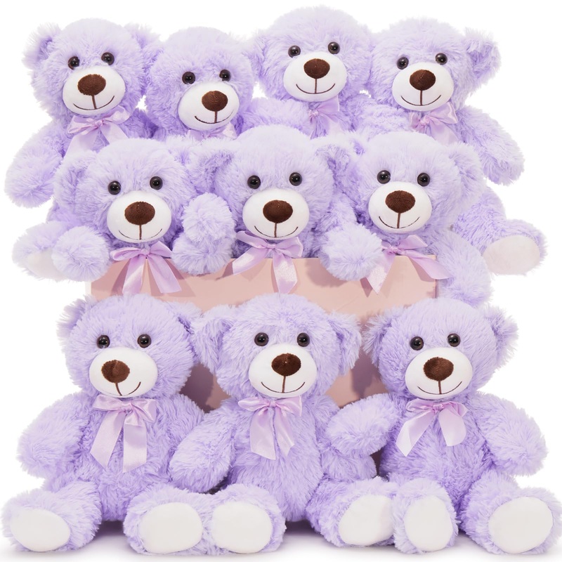 Maogolan Bulk Teddy Bear Baby Shower, 10 Packs Small Teddy Bear Stuffed Animals In Bulk,13.5 '' Small Stuffed Bears Plush For We