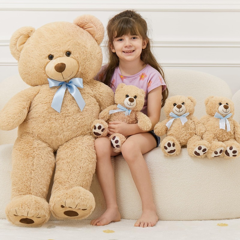 Morismos Giant Teddy Bear Stuffed Animal With Baby Bears,35.4'' Big Mommy Stuffed Bear,3 Small Bulk Teddy Bear Stuffed Animals F
