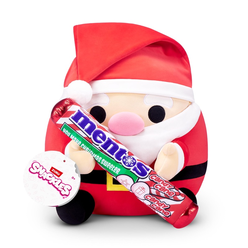 Snackles Christmas Santa Claus & Mentos 14 Inch Plush By Zuru, Ultra Soft Plush, Collectible Plush With Real Licensed Brands, St
