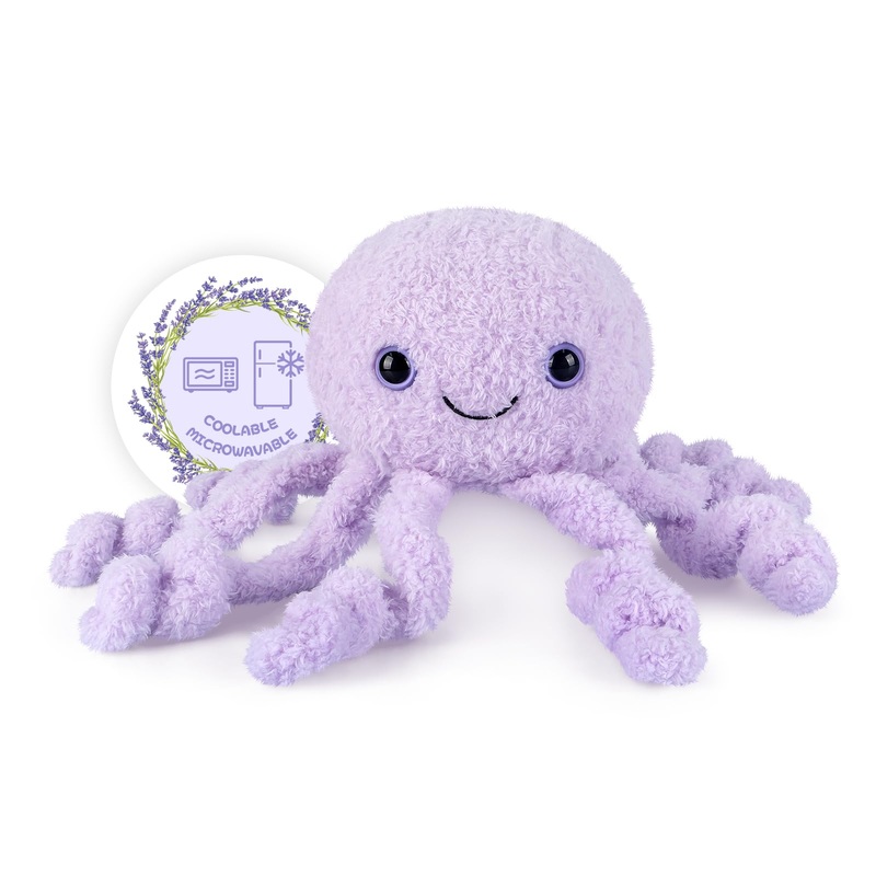 Suzzipals Microwavable & Coolable Octopus Plush, Lavender Octopus Stuffed Animals, Microwave Heating Pad Plushies For Soothing &