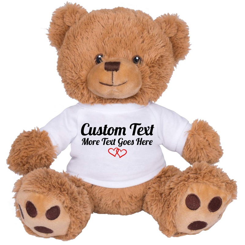 Teesandtankyou Custom Teddy Bear 8 Inch With Custom Text, Personalized Gift For Anniversary, Graduation, Christmas, Brown Stuffe