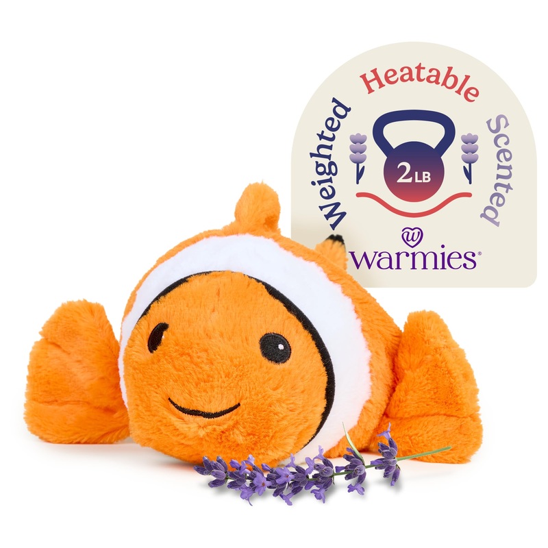 Warmies Microwavable & Weighted Stuffed Animals, Clown Fish - Heated Stuffed Animal Plushie For Warmth & Comfort - Cute Soft Plu