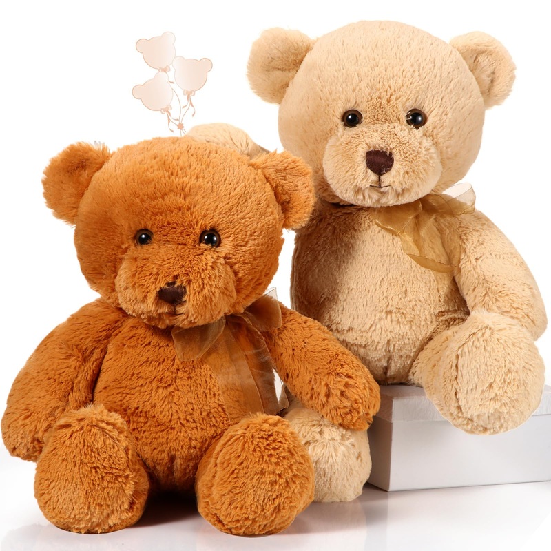 Wettarn 2 Pack Plush Bear Stuffed Animal 18 Inch Cuddly Bears Plush Cute Stuffed With Bow For Children'S Day Valentine Day Birth