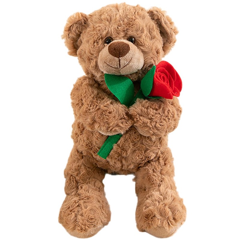 Wgxzyq Teddy Bear Stuffed Animal With Rose, Soft Cuddly Stuffed Plush Bear, Gifts For Kids Baby Toddlers On Baby Shower, Valenti