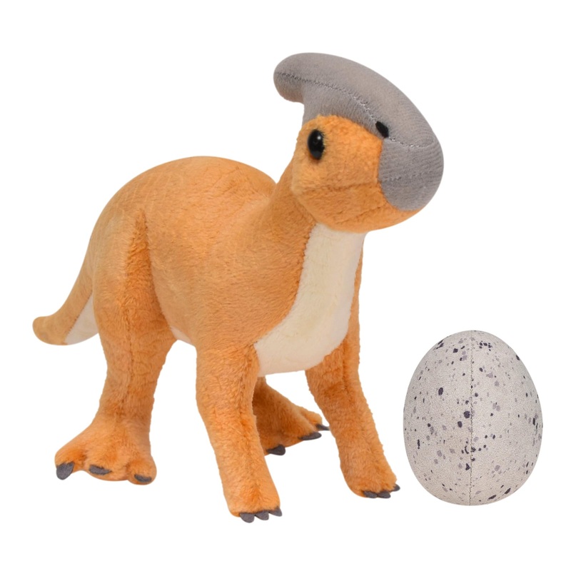 Wilomis Baby Dinosaur Stuffed Animal - Yellow Dino Parasaurolophus With Egg Dinosaur Plush Toy, Soft Stuffed Dinosaurs For Boys