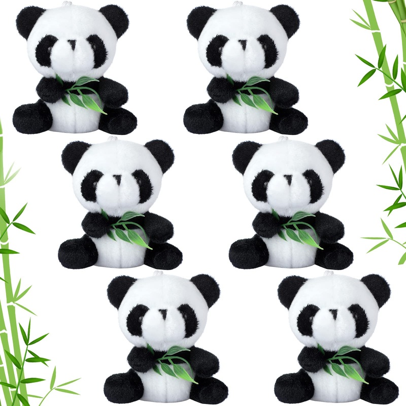 Aoriher 6 Pcs Mini Panda Plush Toy 4 Inch Cute Plush Panda Stuffed Animals Hanging Pendant Ornament For Boy Girl Gift Birthday D