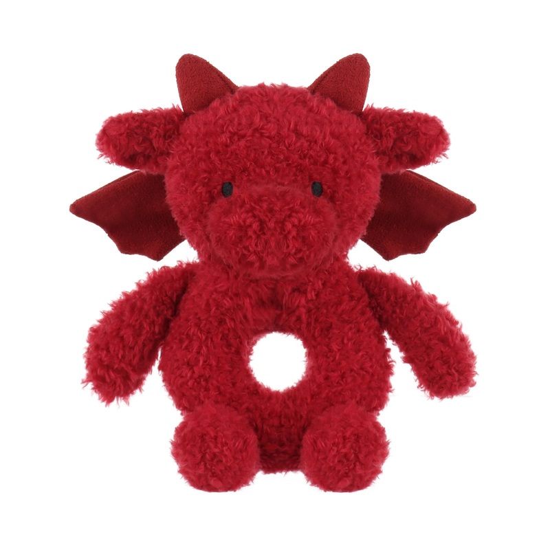 Apricot Lamb Baby Lovey Red Dragon Soft Rattle Toy, Plush Stuffed Animal For Newborn Soft Over 0 Months (Red Dragon, 5.9 Inches)