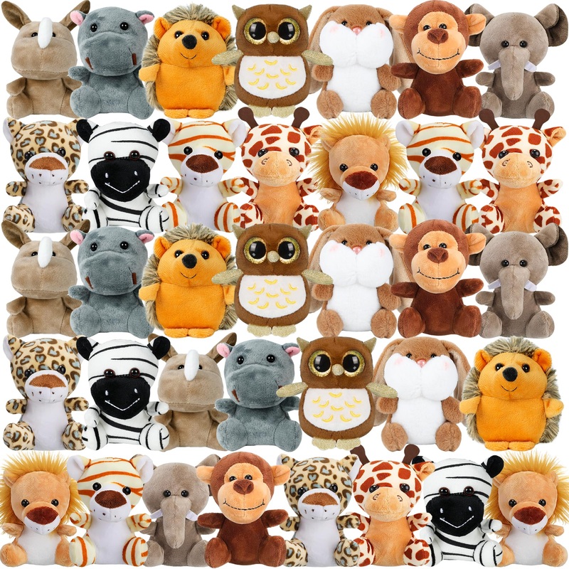 Arrozon 36 Pcs Small Stuffed Animals Bulk, Mini Plush Animals 4 Inch Tiny Stuffed Animals, Mini Stuffed Animals Bulk, Cute Carni
