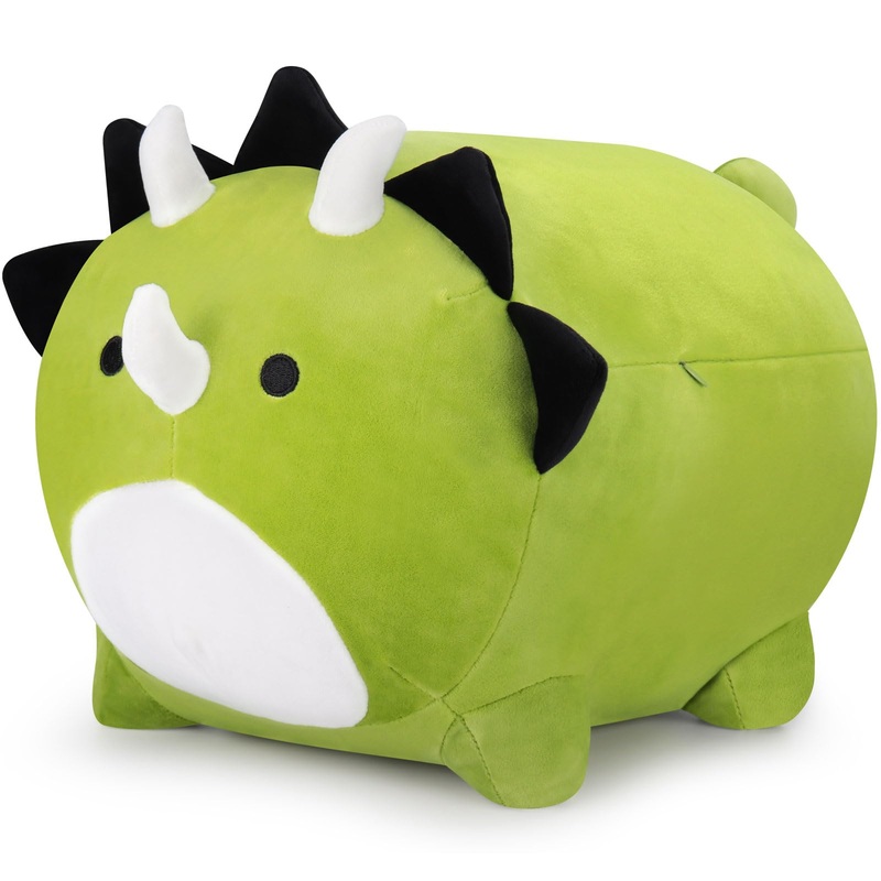 Auspicious Beginning Green Dinosaur Plush Toy, 16'' Soft Dinosaur Stuffed Animal, Multifunctional Plush Pillow For Kids