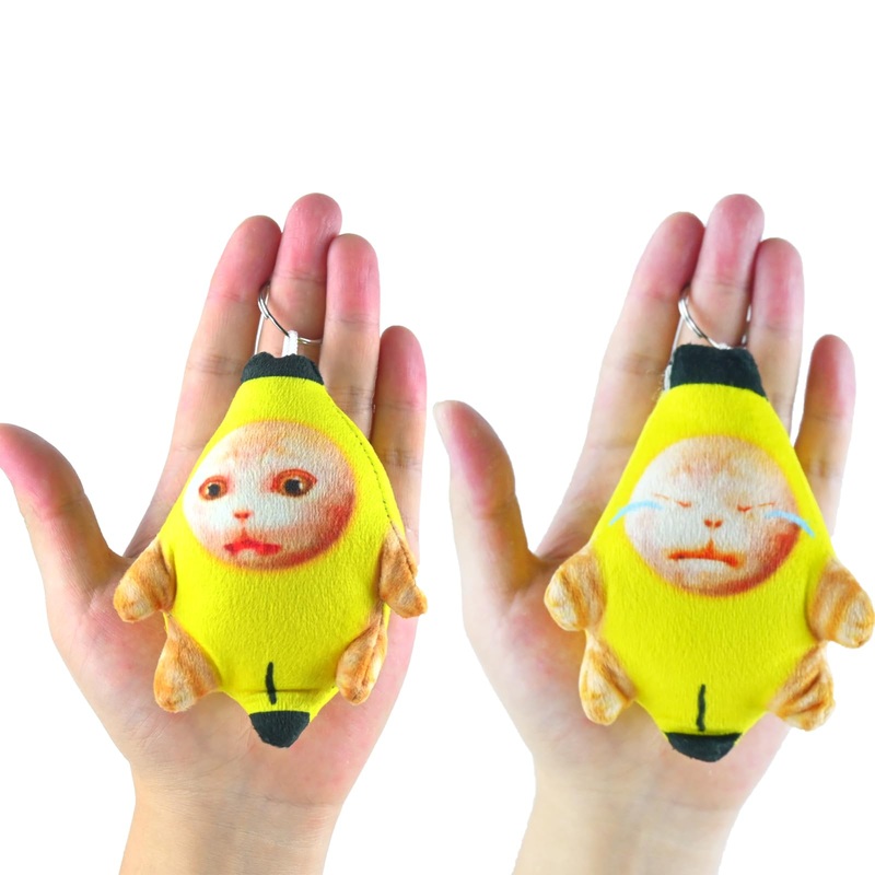 Babylounger 2Pack 4 Inch Banana Cat,Banana Cat Plush,Crying Banana Cat Plush,Funny Banana Cat Keychain With Sound For Kids Adult