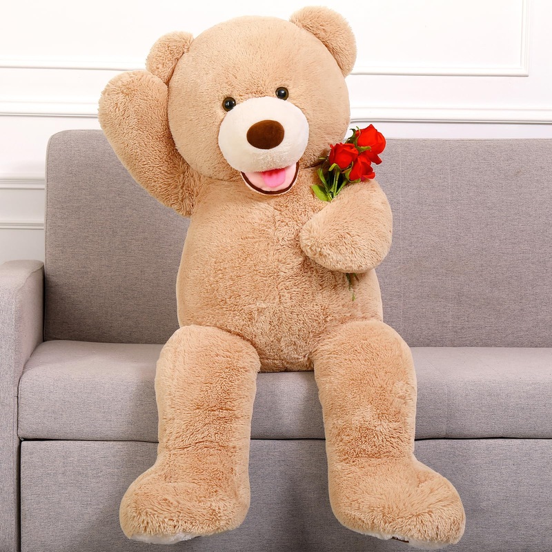 Morismos Big Teddy Bear 4 Feet Stuffed Animal For Girlfriend,Large Teddy Bear For Valentine, 47 Inch Stuffed Bear Baby Shower,Li