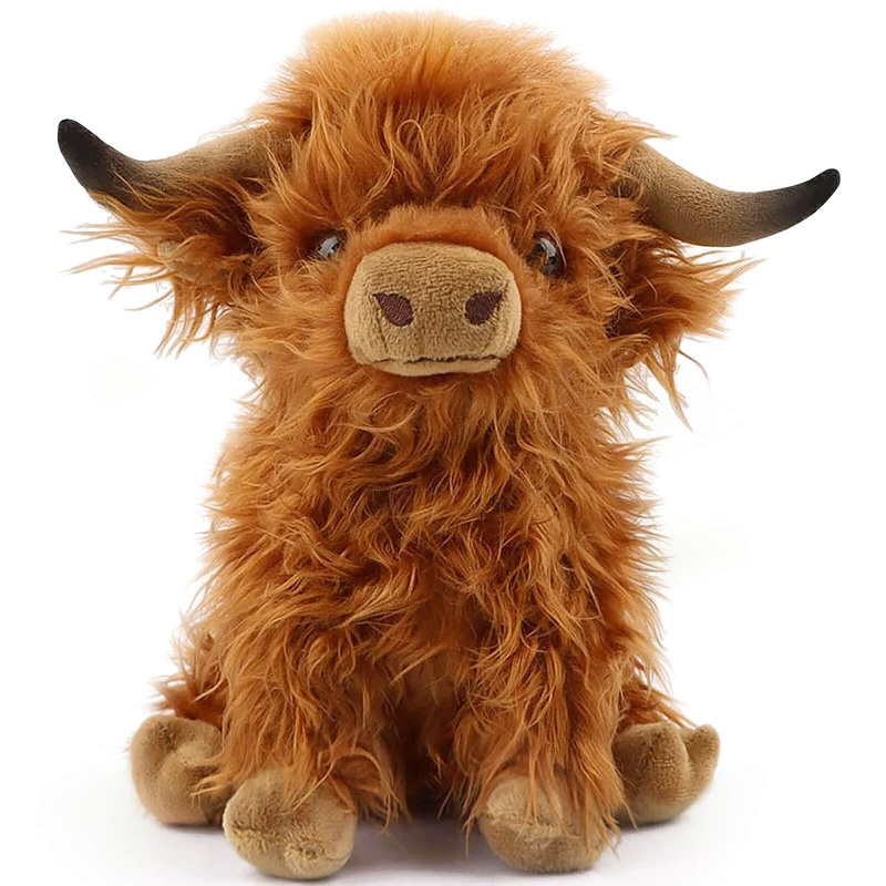 Scottish Highland Cow Plush, Cute Realistic Cow Stuffed Animals Soft Farm Plushie Toy, Highland Cow Accompany Plush Toy Birthday
