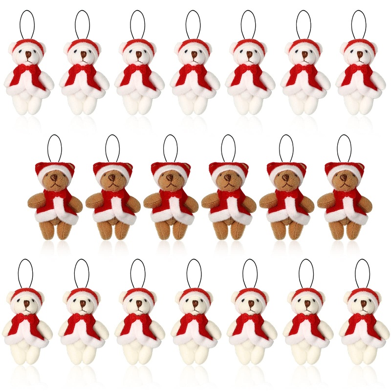 Skylety 20 Pcs 2.36 Inches Valentine Mini Stuffed Bears Tiny Animal Plush Toy Small Bear Keychain Small Jointed Doll Gift For Ea