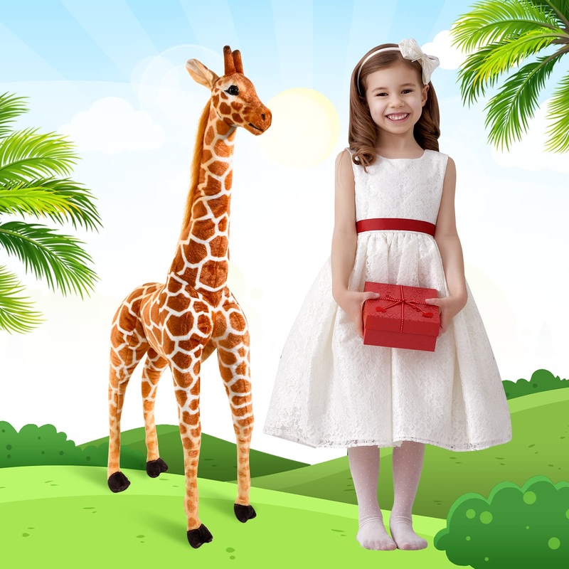 Zhanmai Giant Giraffe Plush Toy Large Giraffe Animal Toy Huge Standing Stuffed Giraffe Jumbo Lifelike Stuffed Doll For Girls Boy