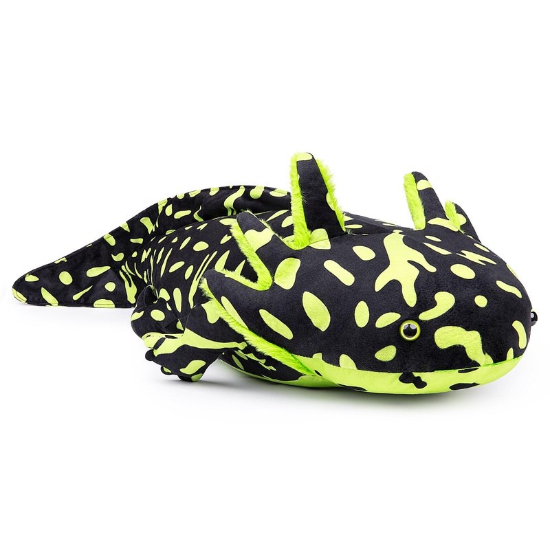 Zhongxin Made Axolotl Stuffed Animal - Super Large 30Inch Green Axolotl Plush Toy, Realistic Cute Black Reptilian Toys Real Plus