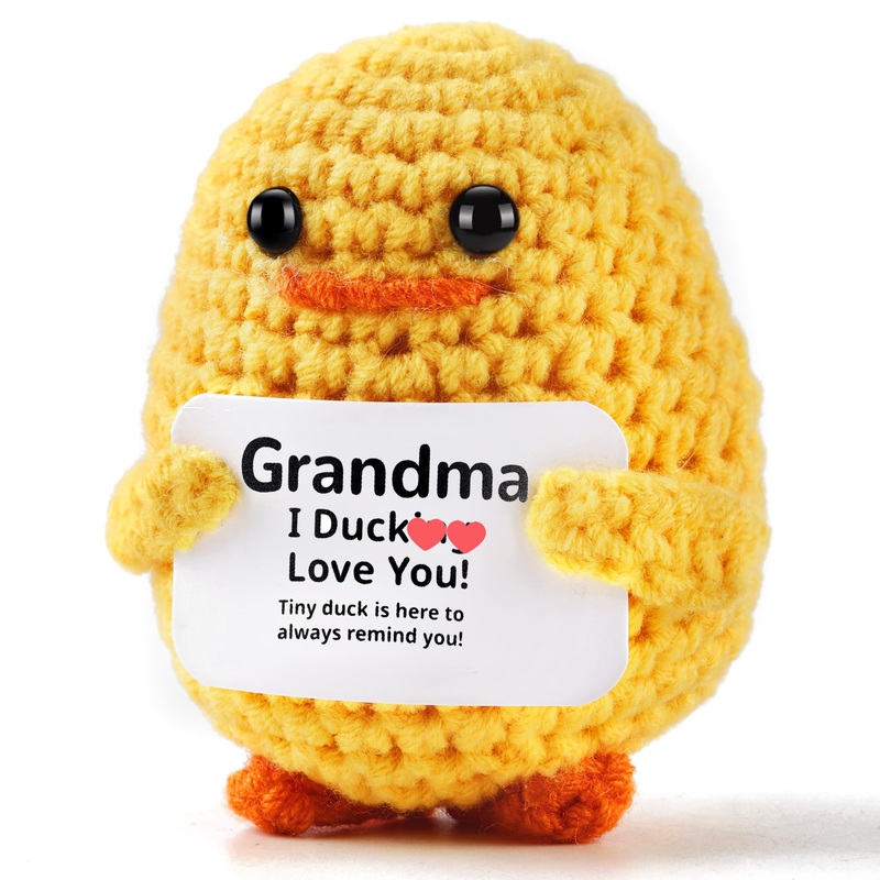 Zlsptk Positive Crochet Animals Duck Emotional Support Plush Funny Gift For Women Friends Grandma Birthday Emotional Support Dol