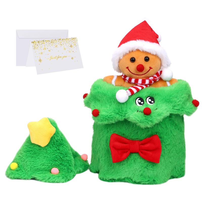12-Inch Gingerbread Man & Christmas Tree Plush Set - Soft Christmas Stuff, Christmas Plush Decor & Christmas Stuffed Animals Wit